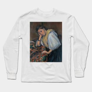 Young Italian Woman at a Table by Paul Cezanne Long Sleeve T-Shirt